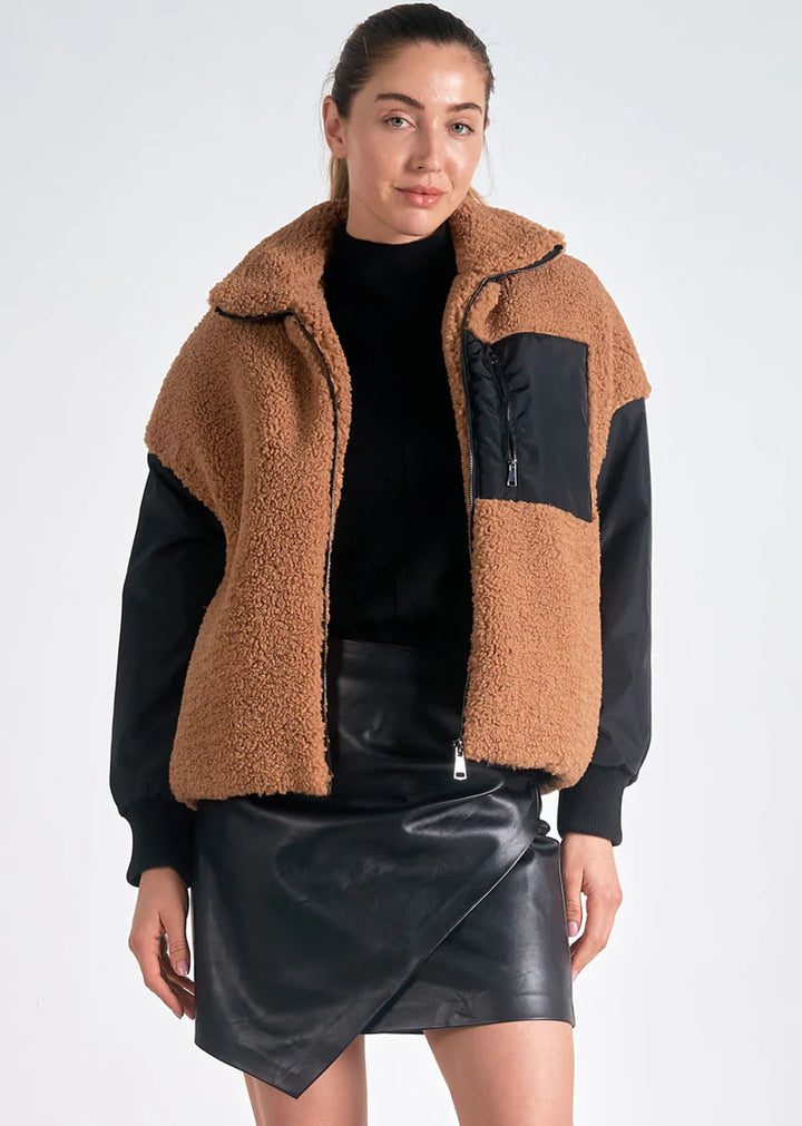 BORN THIS WAY FAUX FUR CONTRAST JACKET