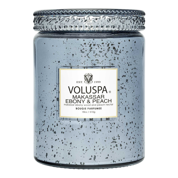 Voluspa- MAKASSAR EBONY & PEACH JAR CANDLE