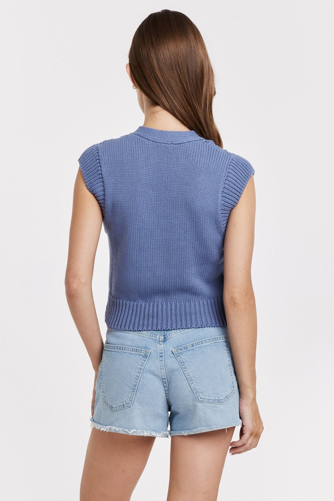 EMBERLY CHUNKY KNIT SWEATER VEST STORMY BLUE