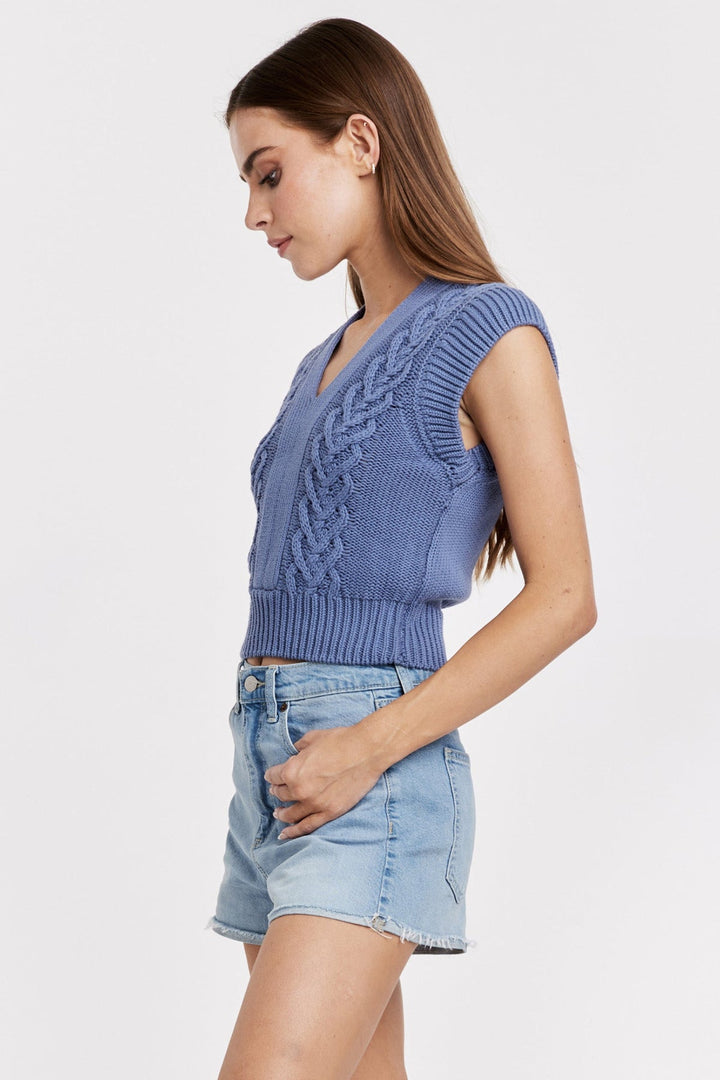 EMBERLY CHUNKY KNIT SWEATER VEST STORMY BLUE